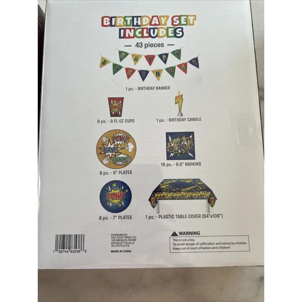 Set Of 2 Party In A Box 43 Piece Superhero‎ BirthdayParty Goods Set New Sealed